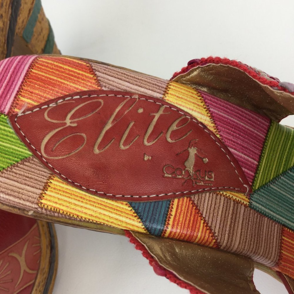 Elite Corky Leather Print Slide -In Wedge Heels - image 8